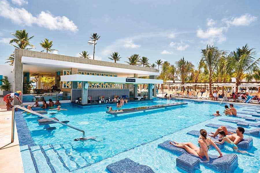 Hotel riu bambu bar within the pool